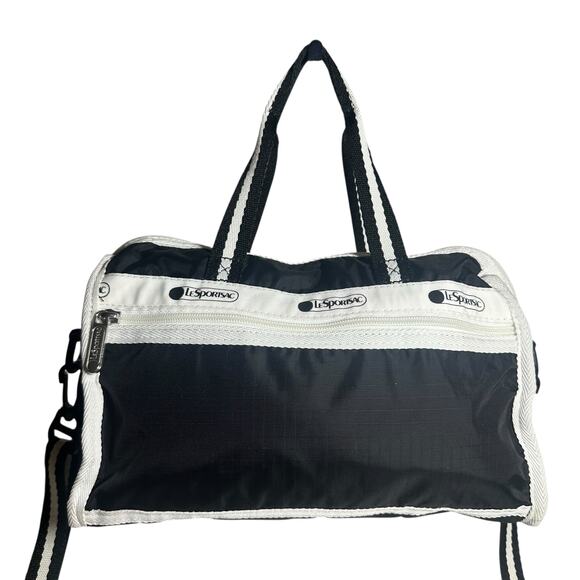 LeSportsac Deluxe Mini Duffel Spectator Black Nylon Crossbody Shoulder Bag - Picture 1 of 9